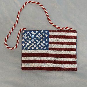 Beaded Red, White and Blue US Flag Purse